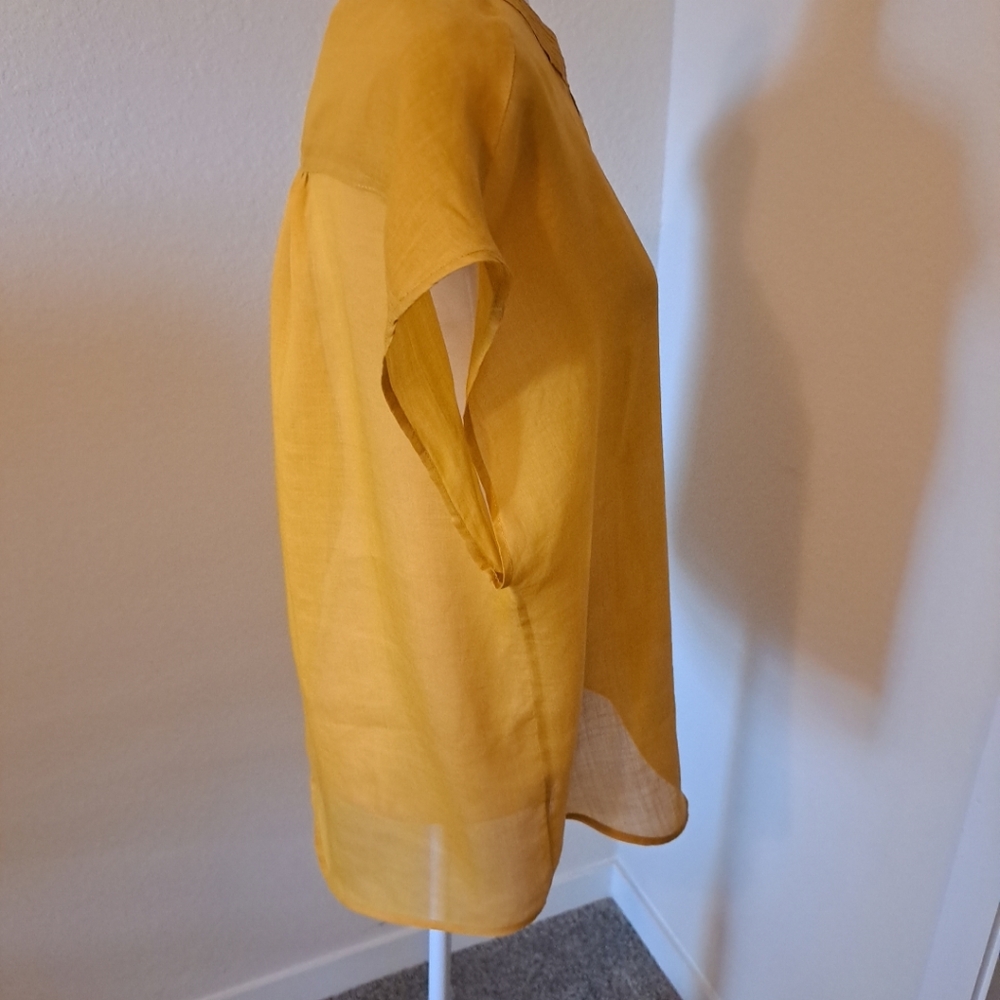 Banana Republic Oversized Ramie Shirt Mustard Size L Tall Excellent Condition - Picture 5 of 7